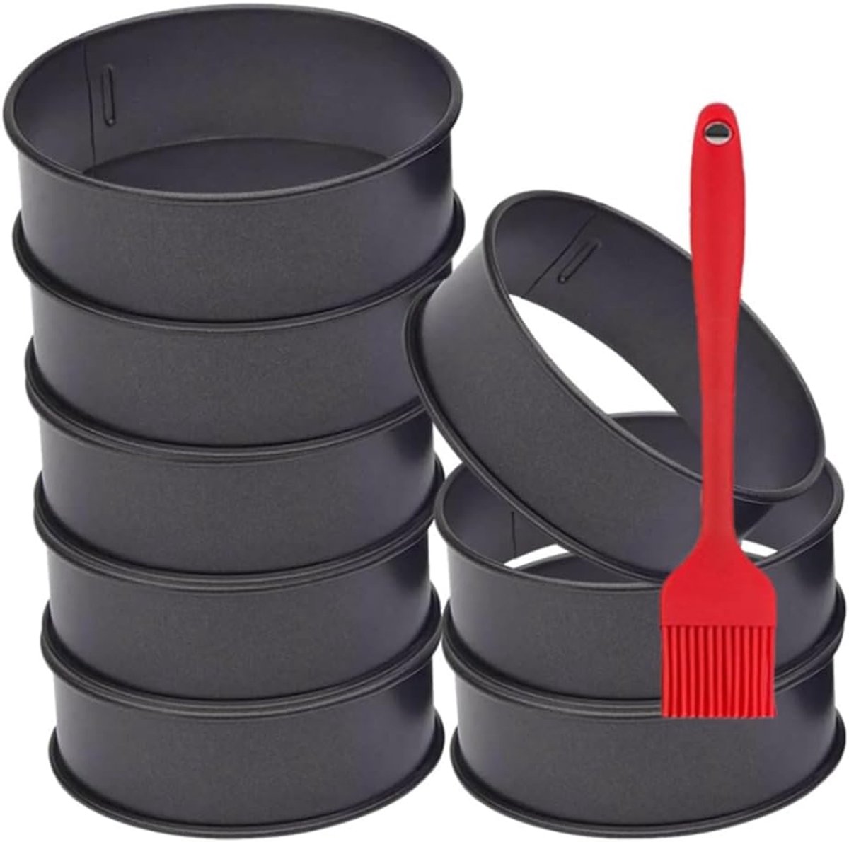 Bakringen Set - Muffin Ringen - Eieren Bakken - Roestvrij Staal - 10 cm Diameter - Zwart