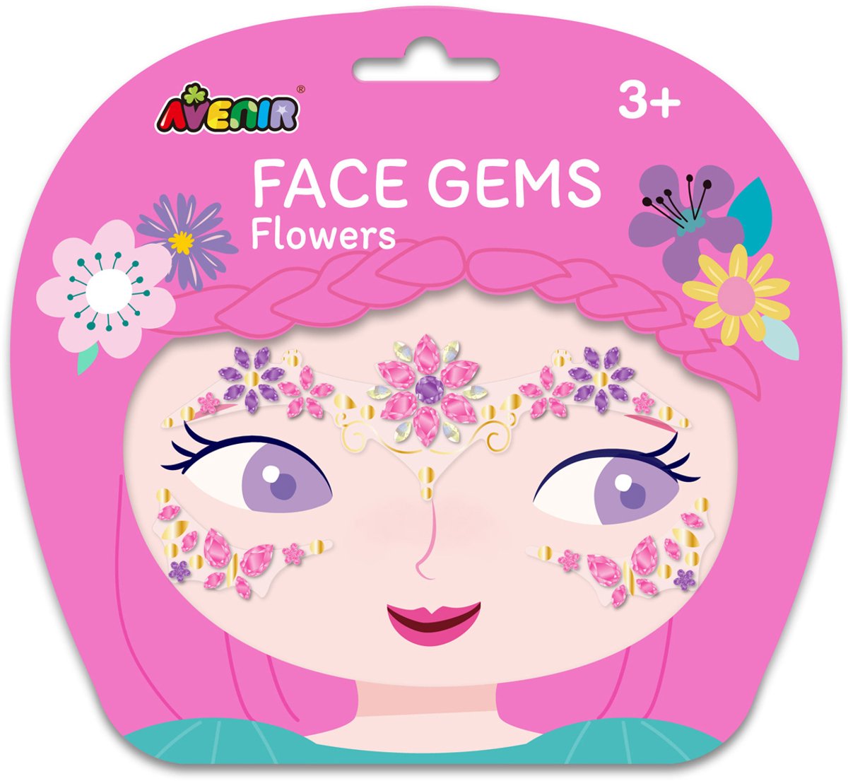 Avenir gezichtsstickers - bloemen - face gem - versier jezelf - 3 jaar afbeelding