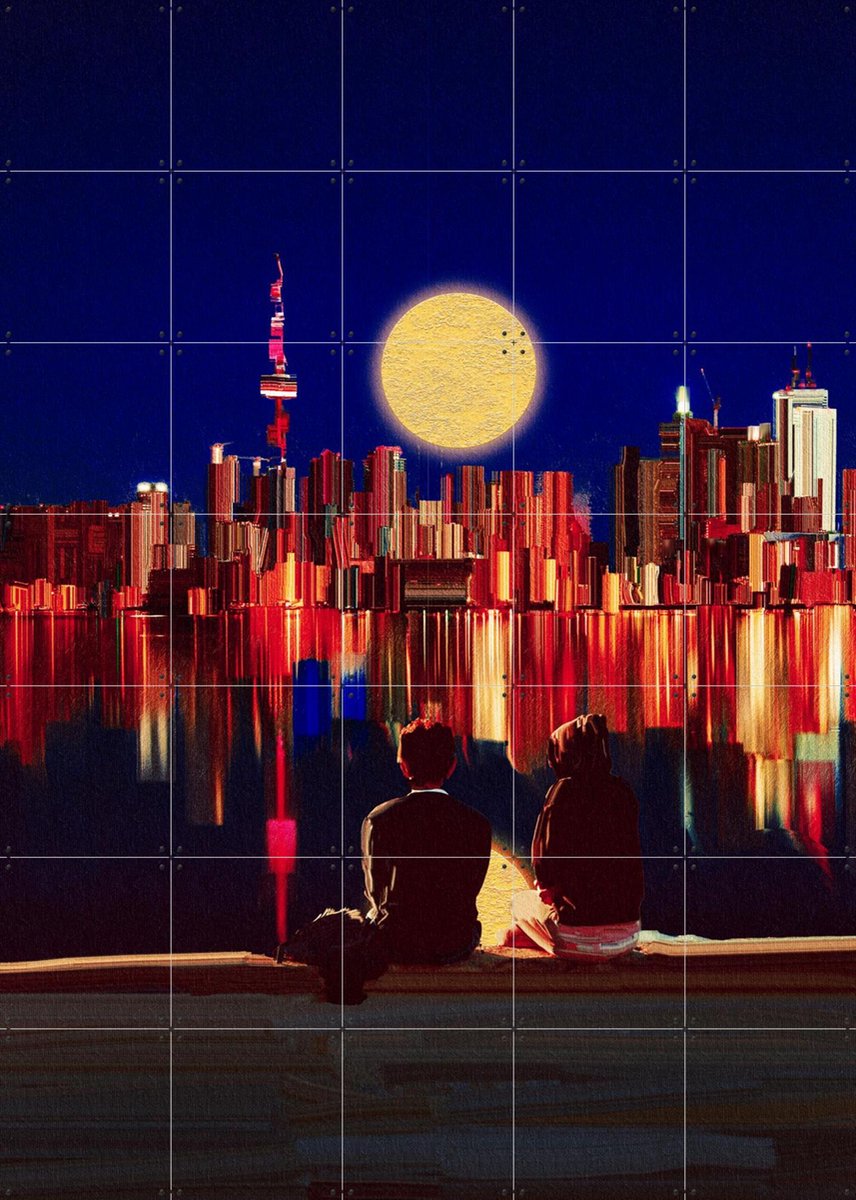 IXXI Cityscape, Vineet Suresh - 100 x 140 cm - Gratis ophangtool - Grote wanddecoratie en posters - Modern, Speels, Kleurrijk, Digitale Kunst