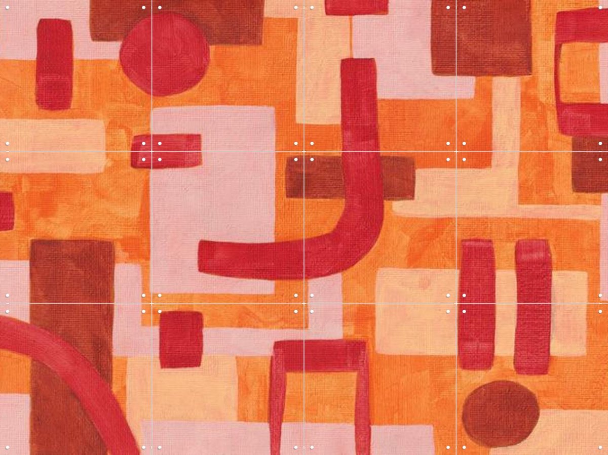 IXXI Kenia, Studio Maren - 80 x 60 cm - Gratis ophangtool - Grote wanddecoratie en posters - Kleurrijk, Abstract, Kwaststreken, Speels, Eetkamer
