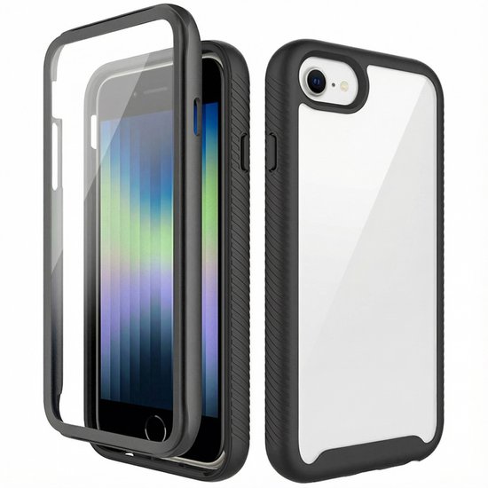 Coque iMoshion 360° Full Protective Coque iPhone SE (2022 / 2020) / 8 / 7 / 6(s) - Zwart / Transparent