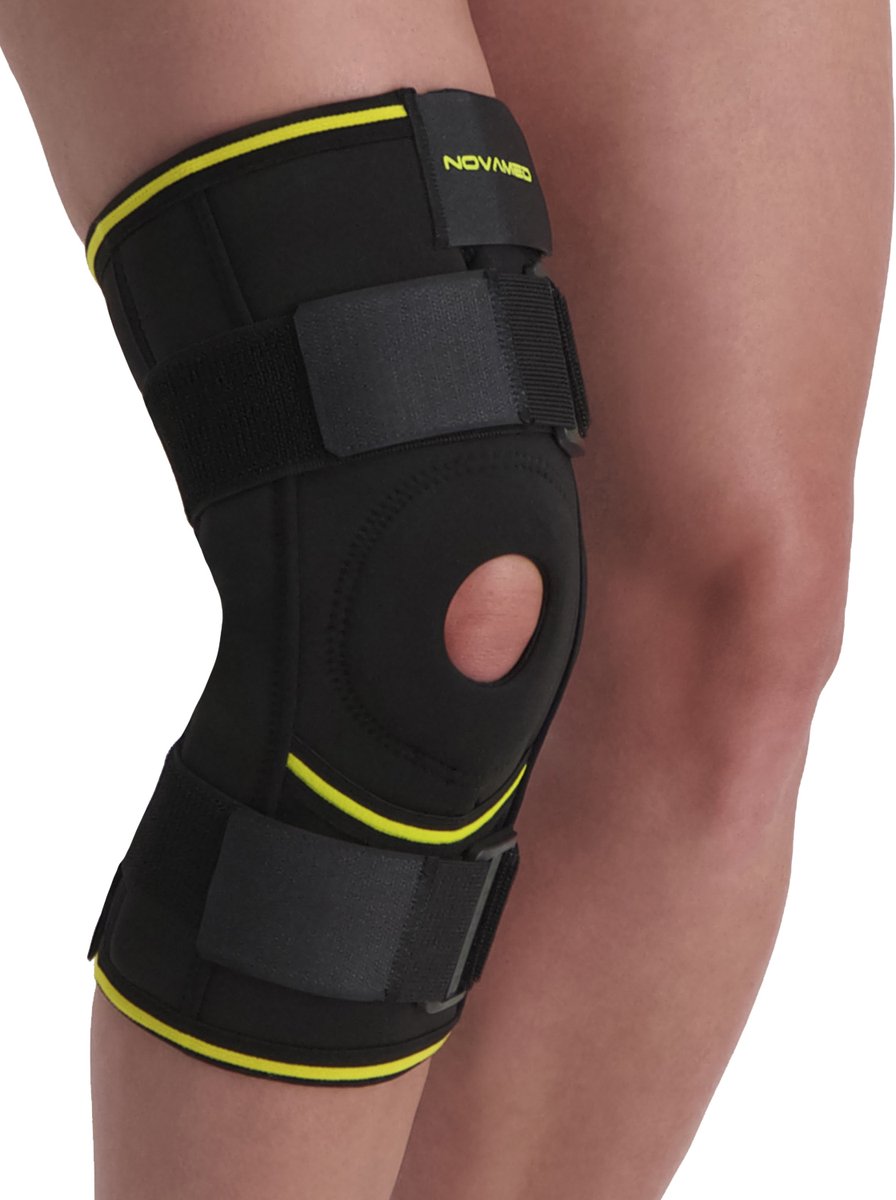 Novamed Kniebrace met Scharnieren - Verstelbare Knieband - Kniebandage - Maximale Ondersteuning - Compressiebrace Knie - Zwart - Maat L