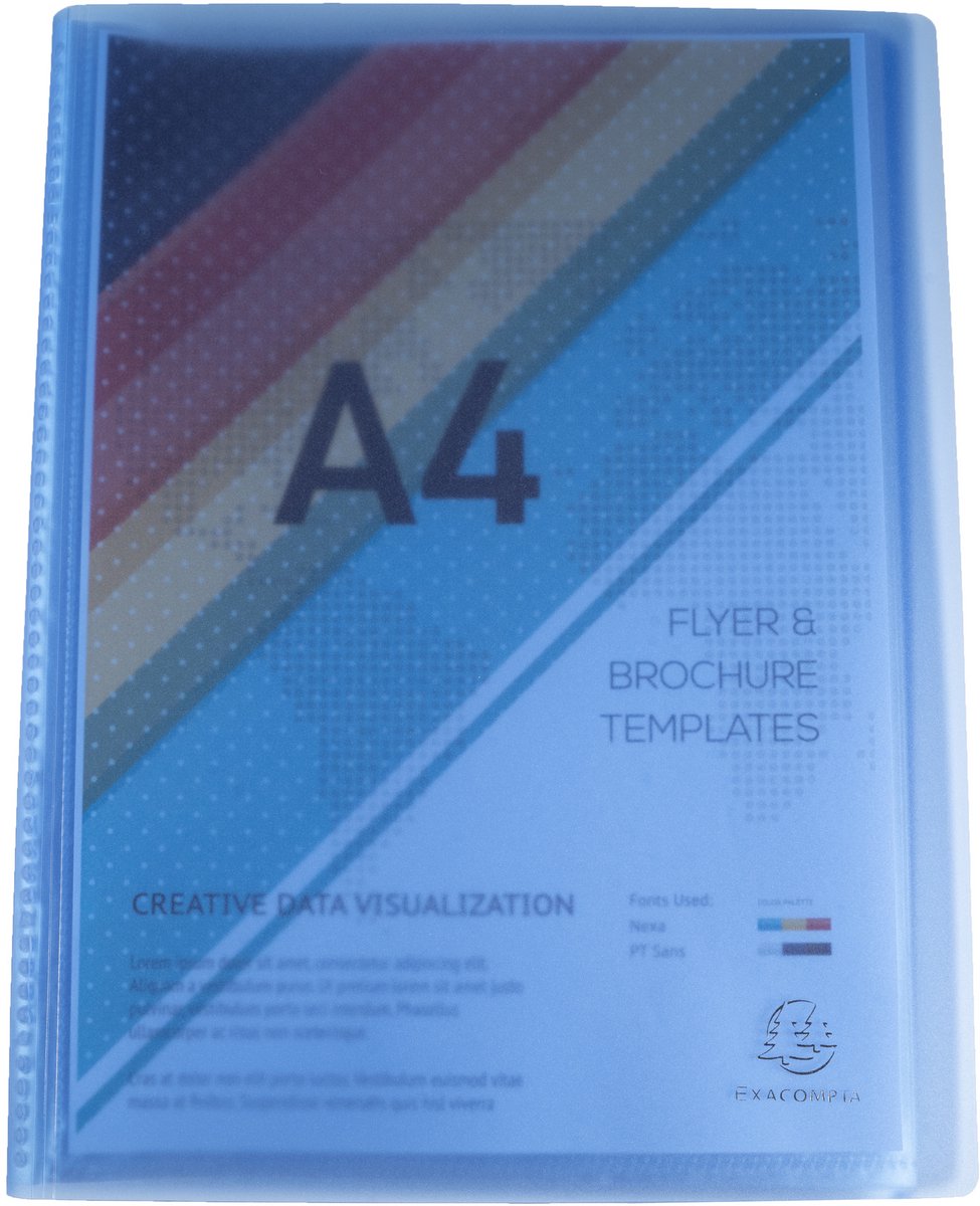 Exacompta 12x Chromaline showalbum met vaste rug PP - 30 tassen - 60 zichten - A4 - Blauw - 85362E