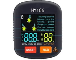 Stopcontact Tester met LCD Scherm - Spanning Tester 220-250V - Aardlek Test RCD - Stopcontact Test Apparaat - Fase Nul Aarde Controle - Voltage Meter - Elektrische Stopcontact Tester