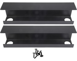 QOXEZY Kabelbeheerlade voor onder bureau 17 inch, metalen draadsnoerorganizer voor computermonitorkabels met 2 grote routeringsgaten, 2 stuks, zwart
