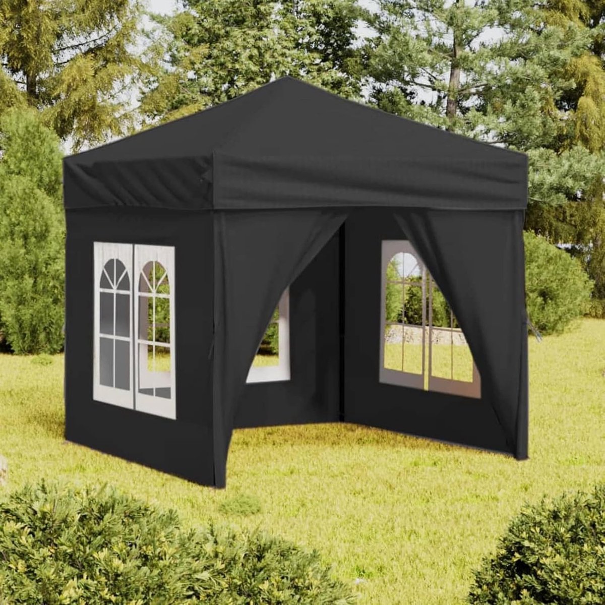 Opvouwbare Partytent - Feest Tente - Buiten Bijeenkomsten - Inclusief Zijwanden - 2x2 Meter - Antraciet