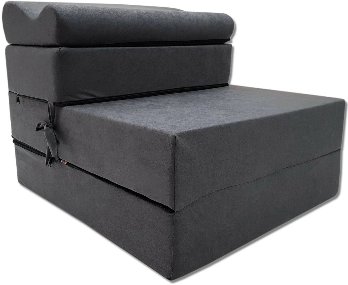 Opvouwbare logeermatras 200 x 70 x 15 cm - inklapbaar gastenbed en reismatras, grijs