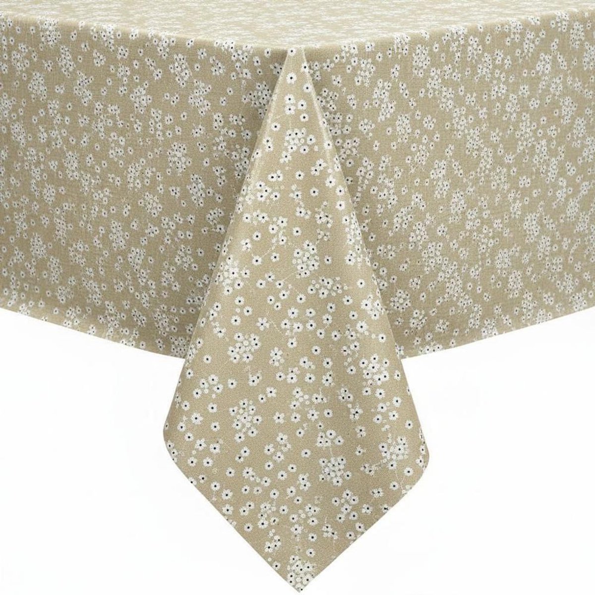 Protecttable - Tafelzeil Bloemetjes Beige 140x120cm - Tafelkleed Afwasbaar - Kunststof