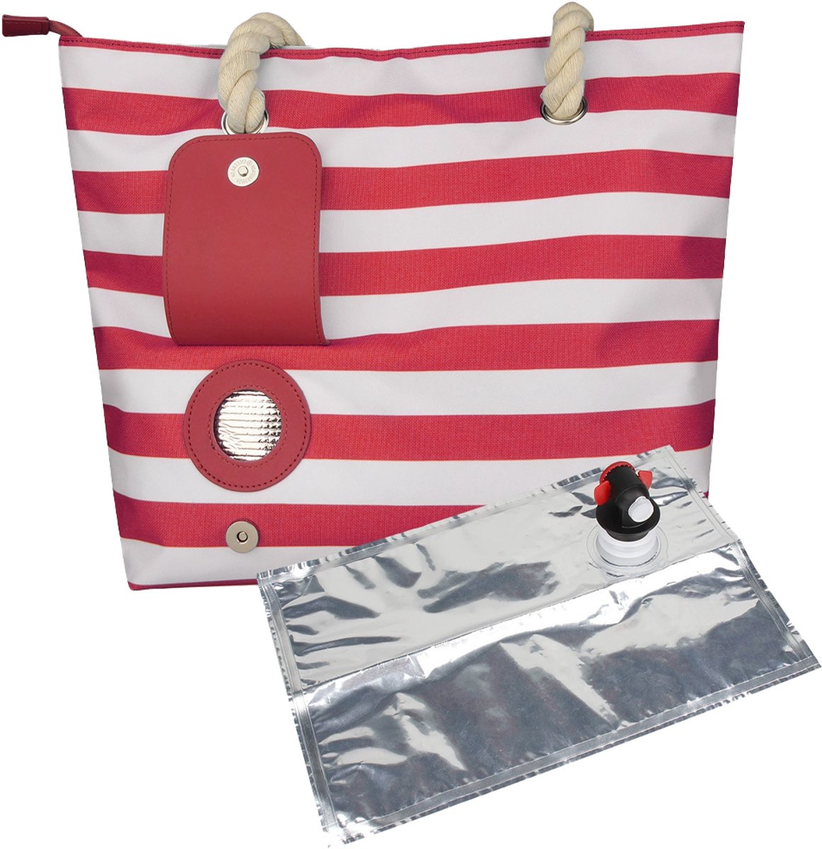 longziming -Geïsoleerde Wijntas Dames – Wijnkoeltas Handtas – Strandtas & Picnic Tas – Geschikt voor Concerten, Feesten en Outdoor – Rood (32×33 cm)