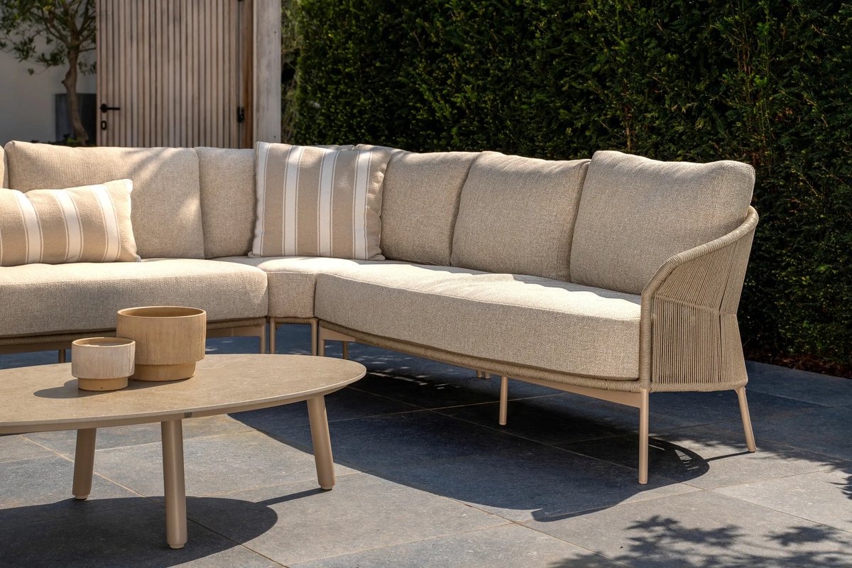 4 Seasons Outdoor Calma loungebank met Salute koffietafel - latte