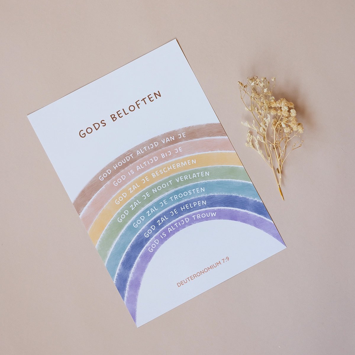 Gods beloften A3 poster | Kinderposter | Christelijke poster | Poster Babykamer | Poster kinderkamer | Posters | Poster regenboog | Wanddecoratie kinderkamer | Christelijke poster babykamer