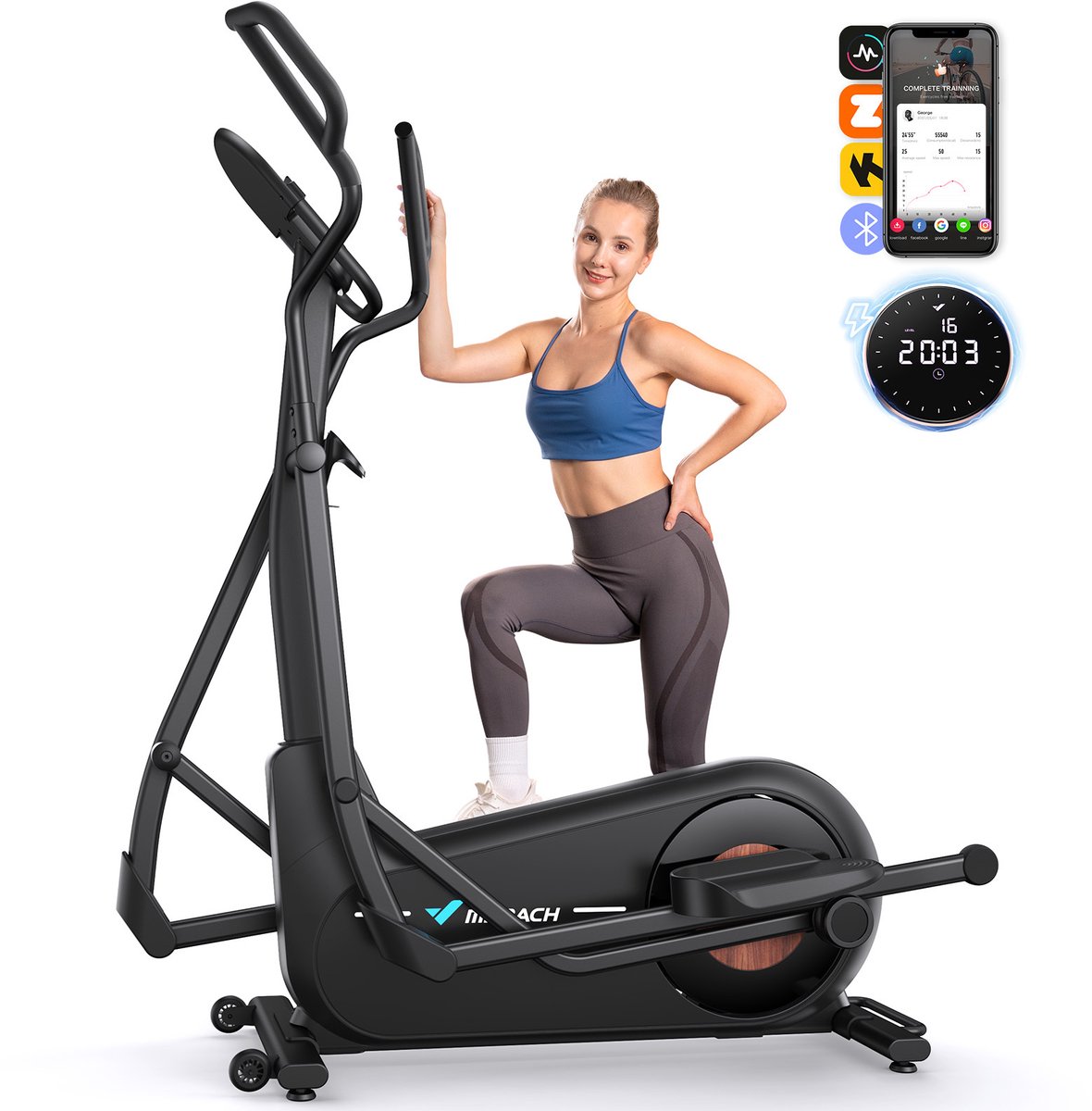 MERACH Crosstrainer 16 Weerstandsniveaus Zwart - MERACH - €699,99