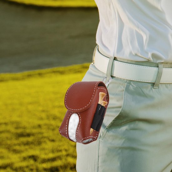 2-delige Golfheuptas - Opbergtas voor golfballen - Draagbare heuptas - Gemaakt van PU-materiaal - Geschikt voor golfpinnetjes - Met haak - Snelle toegang - Geschikt voor het opbergen van golfballen, tees en klein gereedschap - Zwart, Blauw van Merkloos — afbeelding 5
