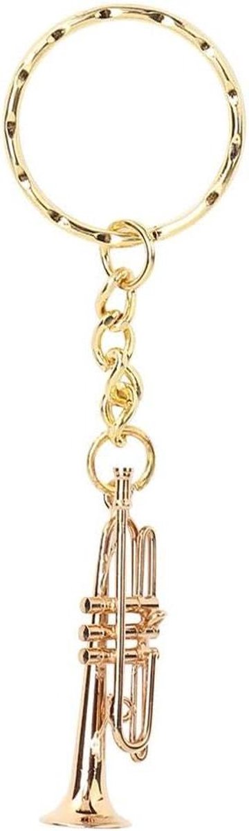 Trompet sleutelhanger messing instrument ambacht muziek cadeau.