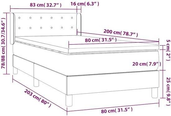 vidaXL - Sommier tapissier - avec - matelas - velours - bleu foncé - 80x200 - cm