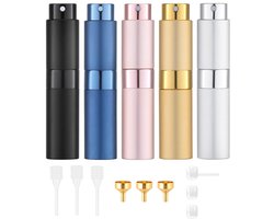 Parfum Verstuiver Navulbaar - 5 Stuks - Reisflesjes 8 ML - Mini Parfum Flesje - Parfum Reisflesje - 5 Kleuren