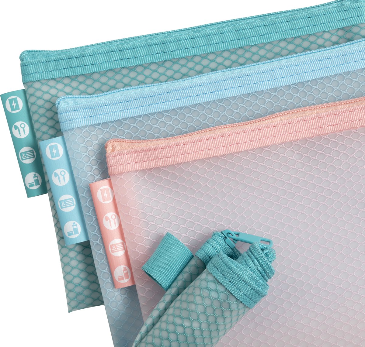 Exacompta 12x Tas met zipsluiting in soepele plastic Chromaline pastel - A6 - Geassorteerd - 37120E