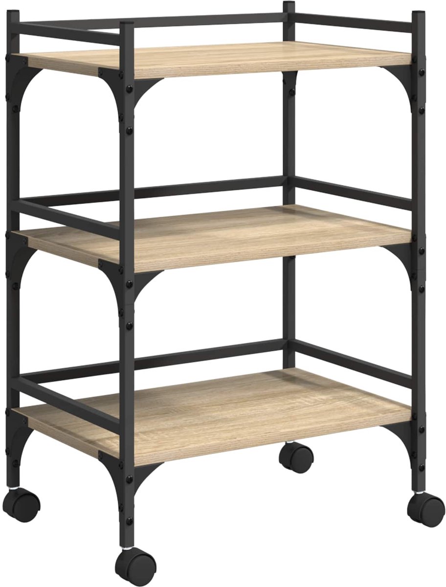vidaXL - Keuken - Trolley - Sonoma - Eik - 50 - x - 35 - x - 75,5 - cm - Bewerkt - hout