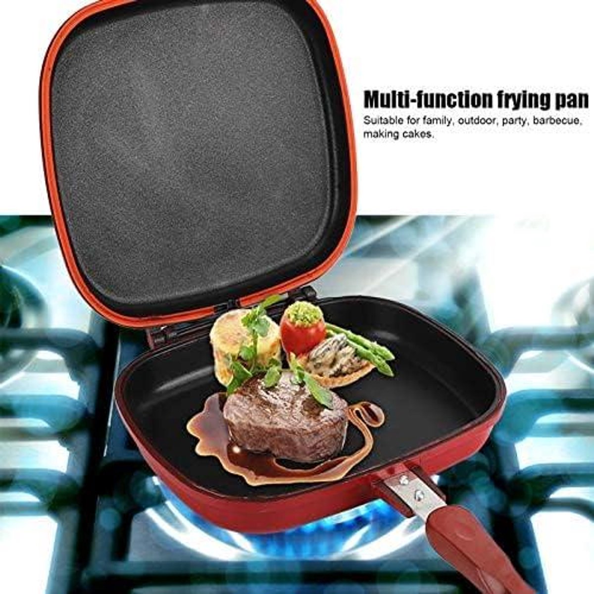 28 cm Praktische Koekenpan met Non-stick Coating voor BBQ, Steak en Meer