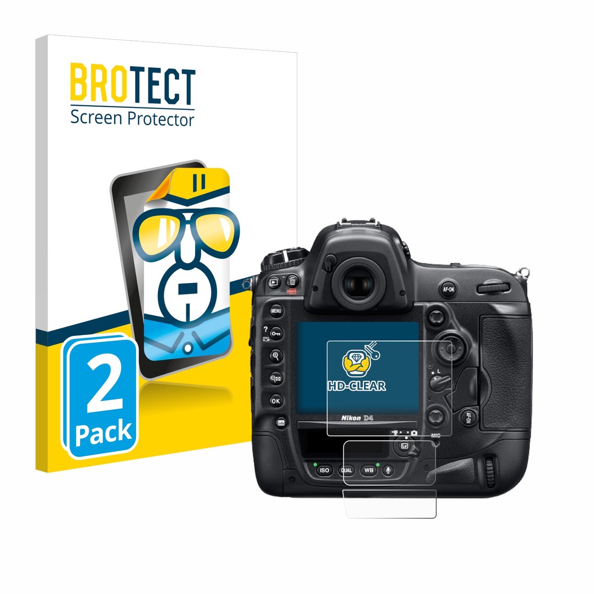 BROTECT - Screenprotector voor Nikon D4 - Folie Beschermfolie transparant 2 Stuks