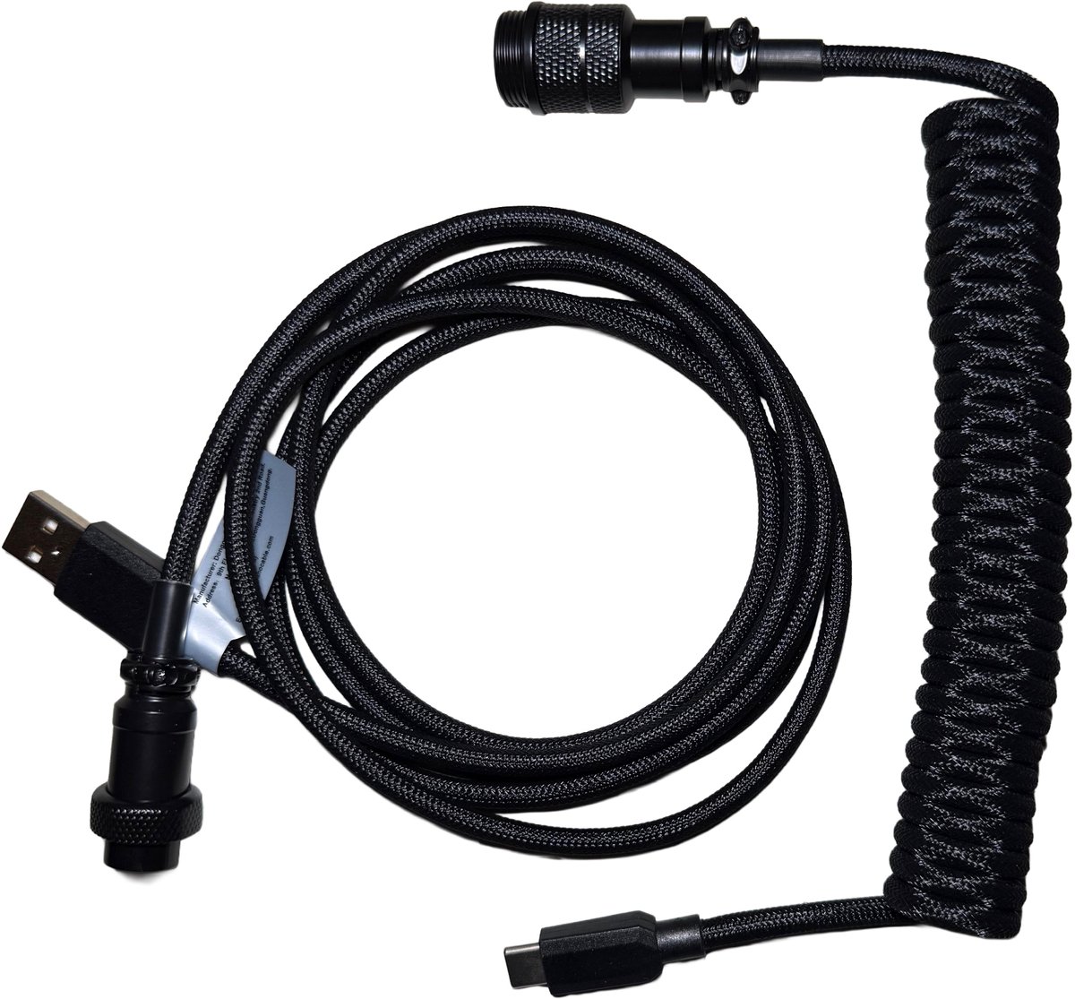 Premium Coiled Cable - Zwart - USB-C Naar USB-A - Mechanisch Toetsenbord Kabel
