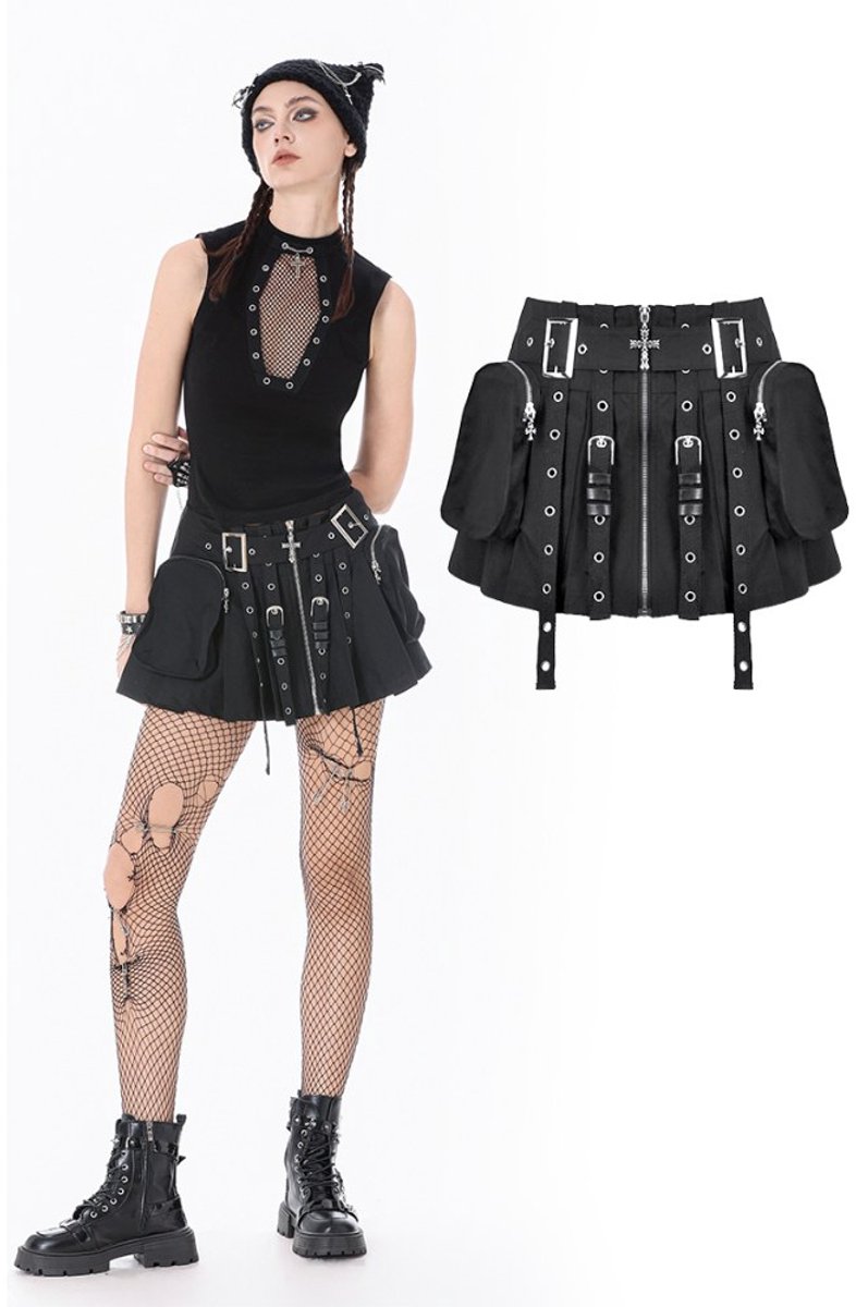 Dark in Love - Metal Tactical Punk Korte rok - XL - Zwart