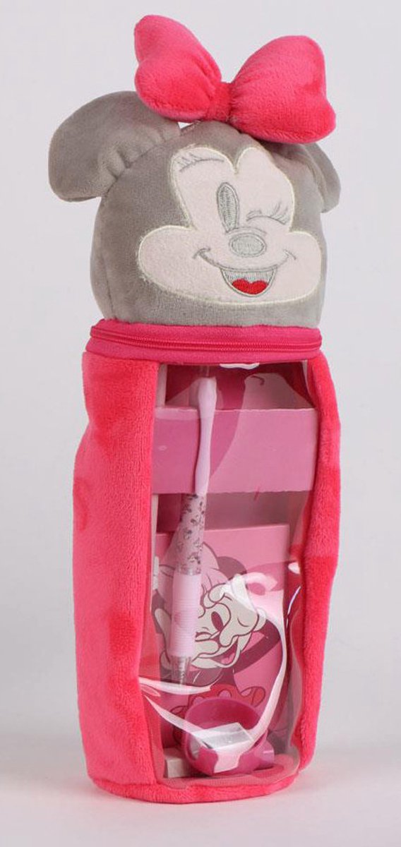 Disney Minnie Mouse Gevulde Etui - Knuffelmodel - Pennenzak - 1 stuk - Voor kinderen - Voor meisjes - Grijs