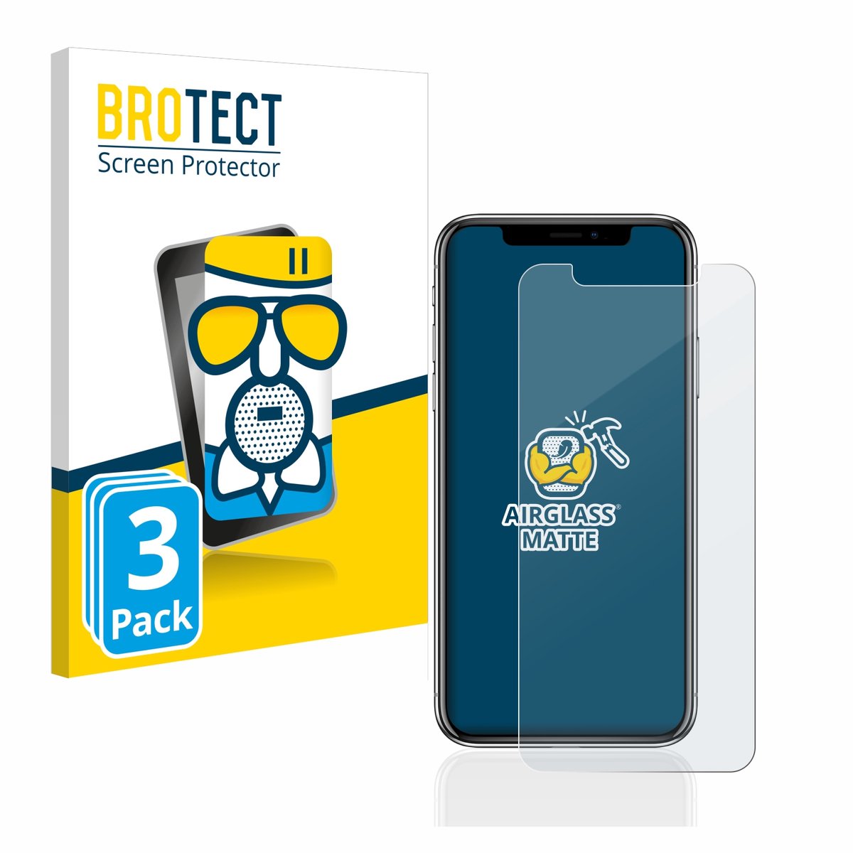 BROTECT - Screenprotector voor Apple iPhone X / Xs / 11 Pro - Folie Beschermfolie Beschermglas matte 3 Stuks