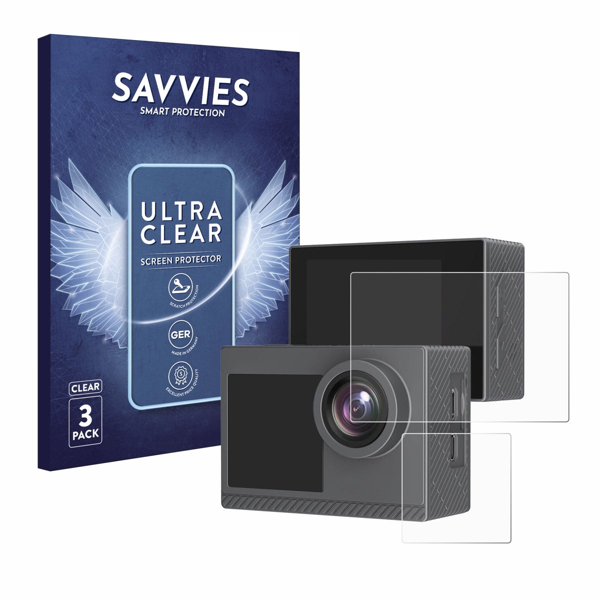 Savvies - Screenprotector voor Akaso Brave 4 Pro - Folie Beschermfolie transparant 6 Stuks