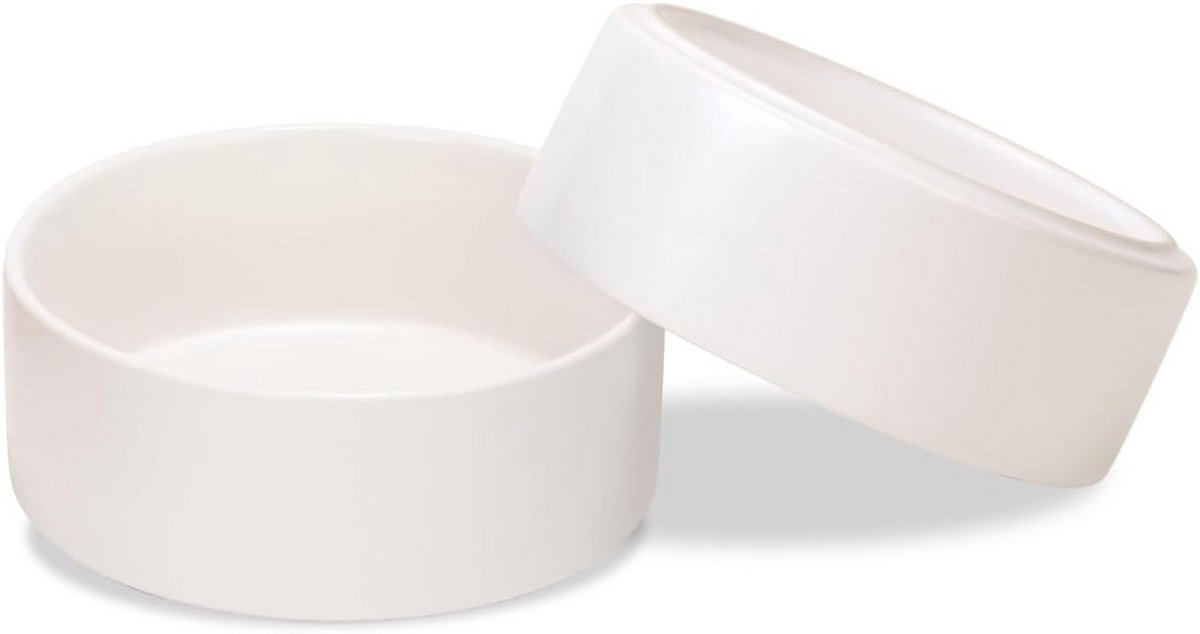 Set van 2 Keramische Voerbakken voor Hond en Kat (850ml, Wit)