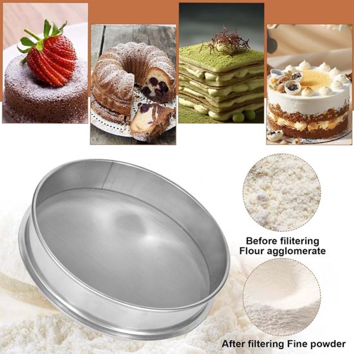 Candala Kruidenpollen-extractor van roestvrij staal, 20 cm, stapelbaar vizier, 150 mesh-extractor, fijne zeef, gaaszeef, diameter meelzeef, keukenzeef voor keuken, meel, rijst, pasta, poedersuiker