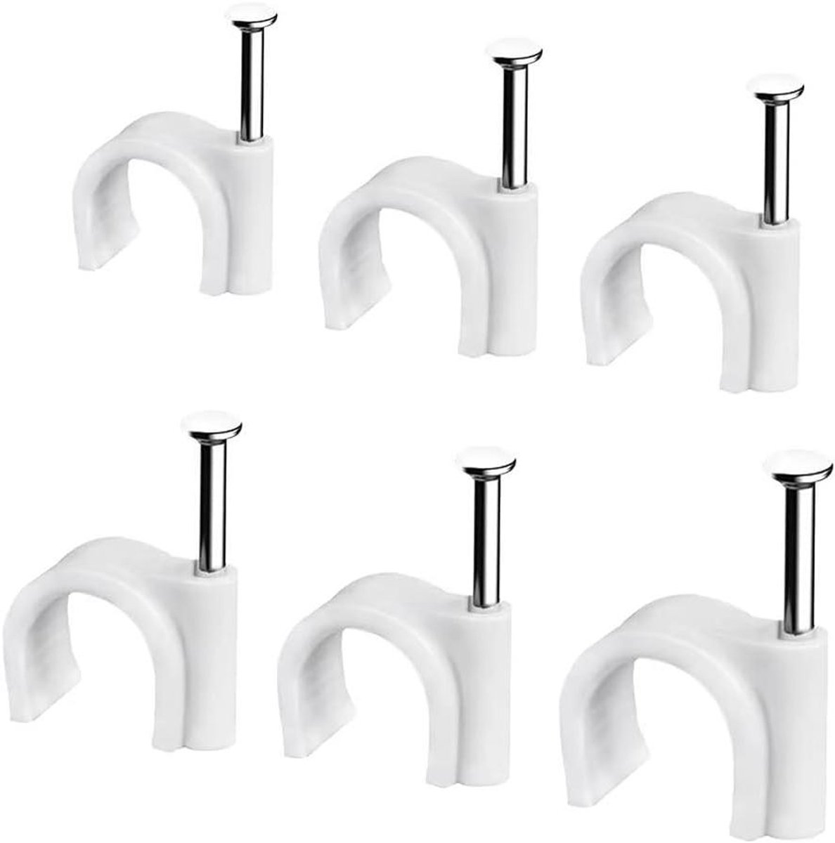 Allecto - Kabelklemmen - Sterke Nagels - Wit - Ronde Draad - Netjes - 7mm - 100 stuks - Geschikt voor Elektriciteitsdraden