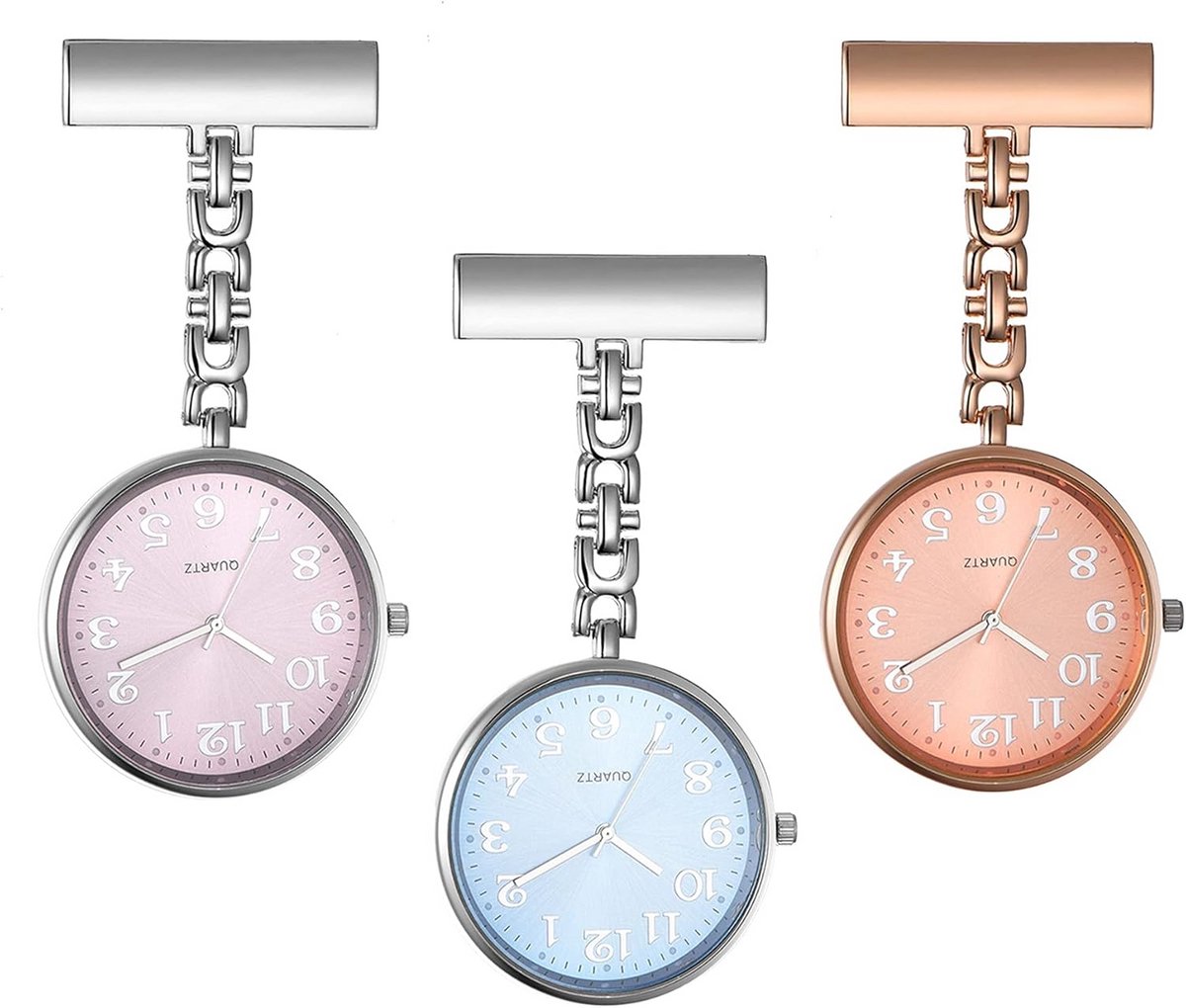 Verpleegsterhorloge met Grote Wijzerplaat en Clip - Gemakkelijk Leesbaar Zakhorloge voor Artsen en Zusters