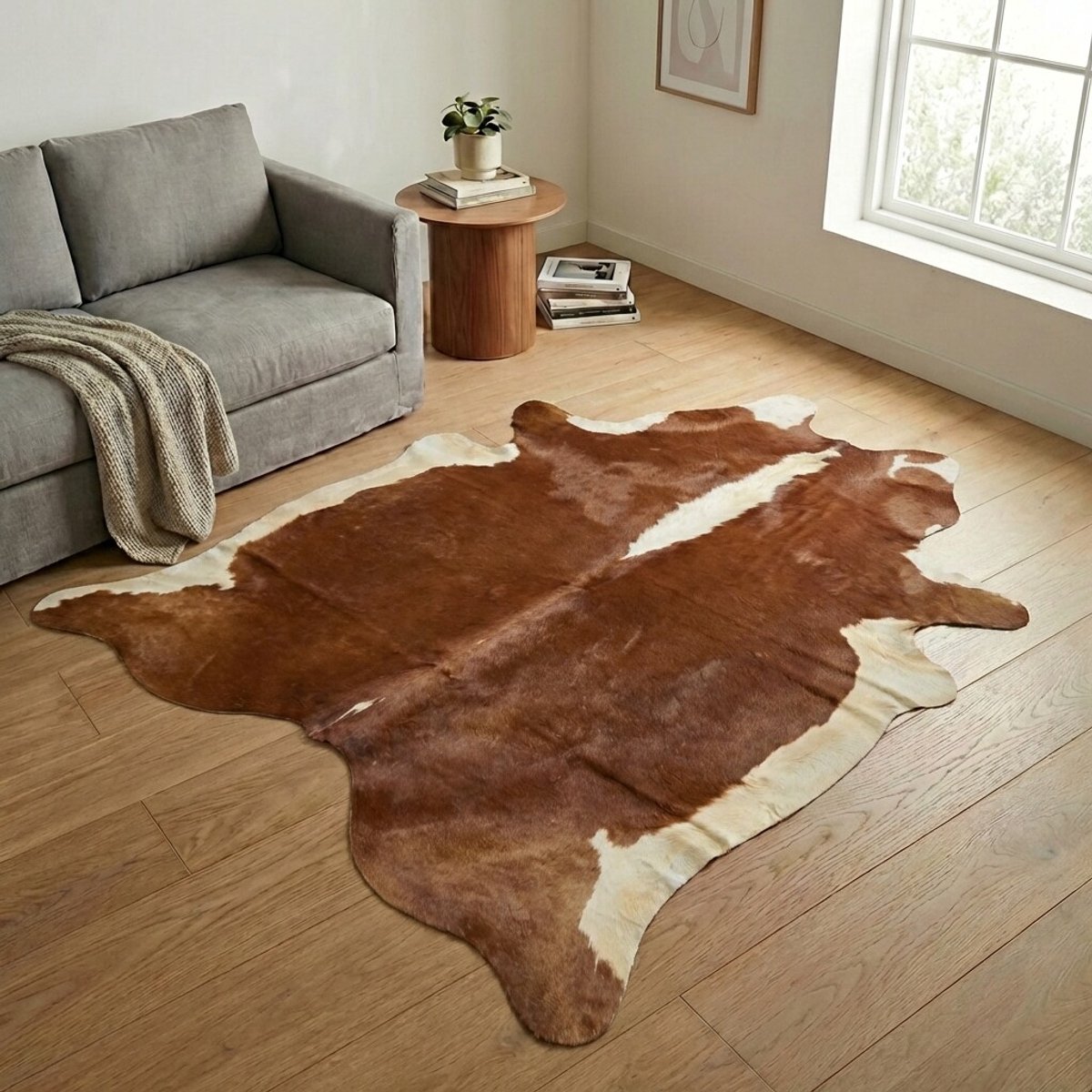 Koeienhuid Vloerkleed XXL (Extra Groot) - Effen-solid - 246 x 214 cm - Koeienkleed / Koeienvel / Dierenvel / Dierenhuid / Koehuid Tapijt