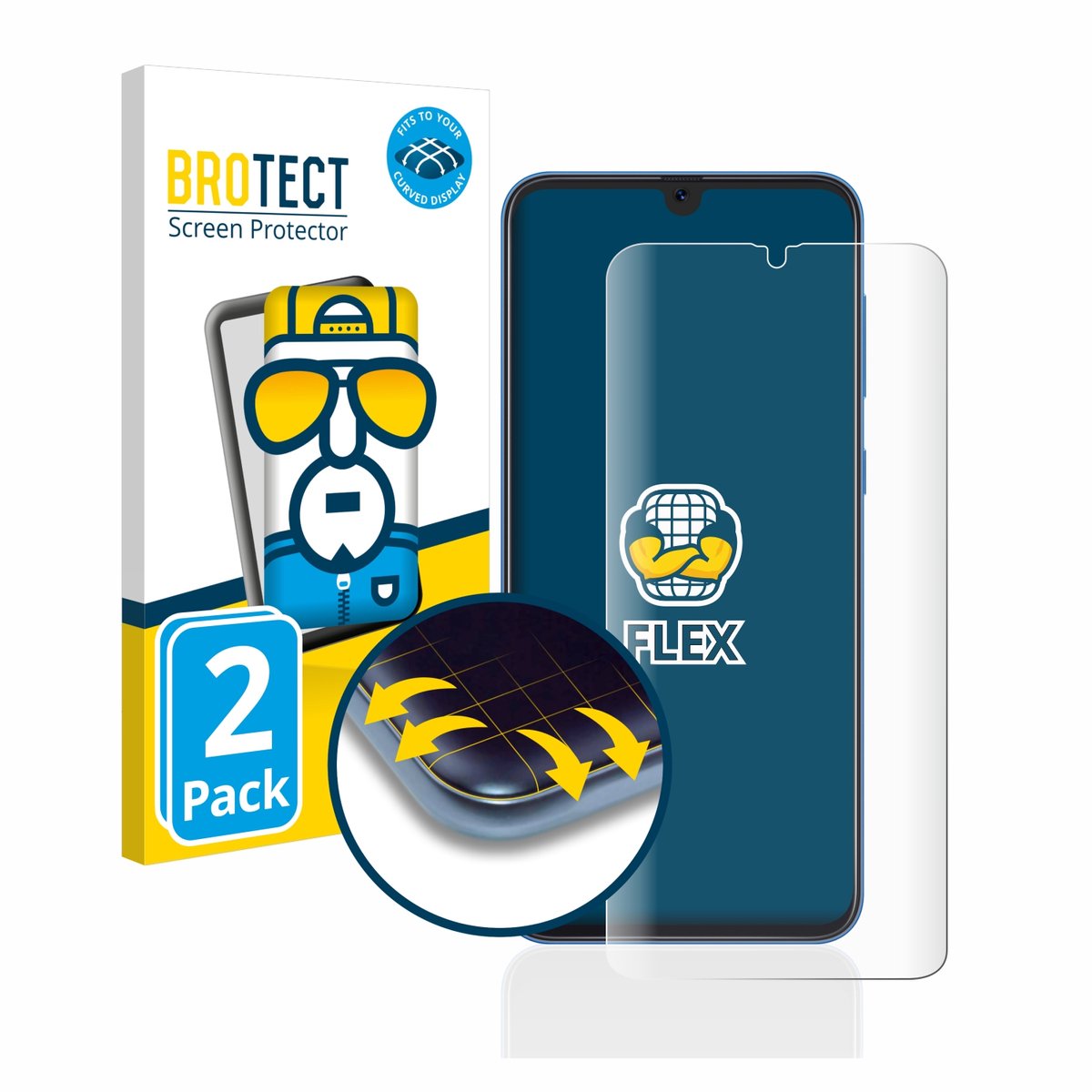 BROTECT - Screenprotector voor Samsung Galaxy A20 / A30 / M30 / A50 / A50s - Folie Beschermfolie transparant volledig dekking - 2 Stuks