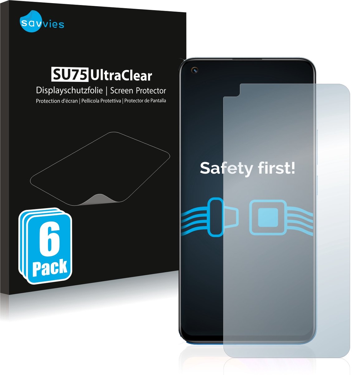 Savvies - Screenprotector voor realme 8 - Folie Beschermfolie transparant 6 Stuks