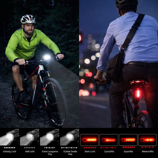 Fietsverlichting set - Voor & Achterlicht - LED Fietslamp - USB Oplaadbaar - Waterbestendig - Racefiets Lichtjes - Rheme — afbeelding 5