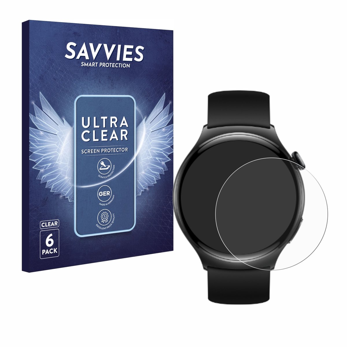 Savvies - Screenprotector voor Huawei Watch 4 - Folie Beschermfolie transparant 6 Stuks