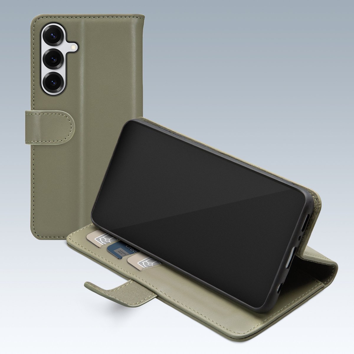 Mobilize Telefoonhoesje geschikt voor Samsung Galaxy S26 Plus Hoesje | Mobilize Premium Gelly Bookcase Portemonnee | Pasjeshouder voor 3 Pasjes | Telefoonhoesje voor Pinpas / OV Kaart / Rijbewijs - Groen