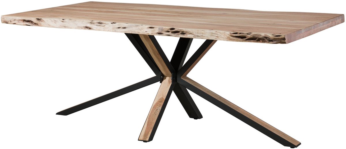 MASSIVMOEBEL24 .DE FREEFORM eettafel beige gelakt massief hout acacia 180x90 cm