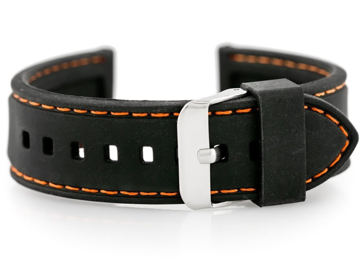 Onbekend U20 - Horlogebandje - Zwart-Oranje - Rubber