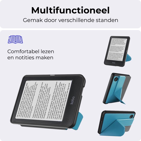Hoesje Geschikt voor Kobo Clara BW Hoesje Luxe Bescherm Case Trifold - Hoes Geschikt voor Kobo Clara BW Hoes Book Cover - Turquoise van Merkloos — afbeelding 3