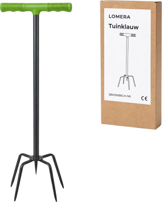 Lomera Tuinklauw - Grond Losmaken - Grond Beluchten - Onkruid Wieden - Onkruid Verwijderen - Tuingereedschap Tuinklauw - Tuinklauw Met Steel - Tuinklauw Lange Steel - Tuinklauw T Handvat - 4 Tands Tuinklauw — afbeelding 3
