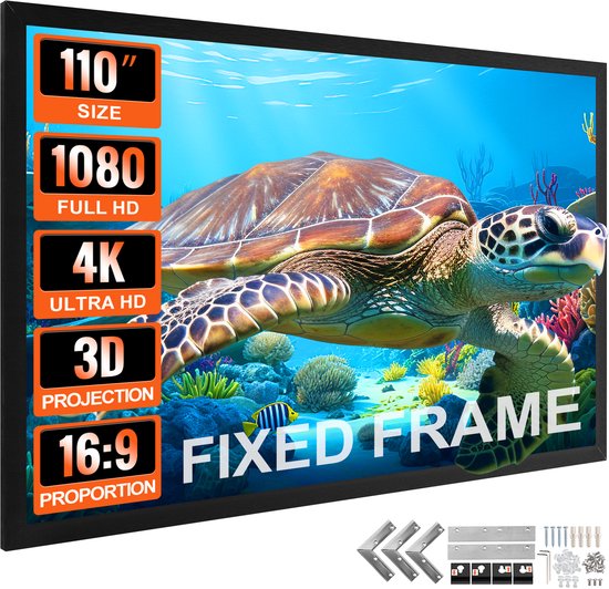 Projector Beamer Projection VEVOR Projectiescherm Beamer Scherm 110 16:9 Projector Screen ...