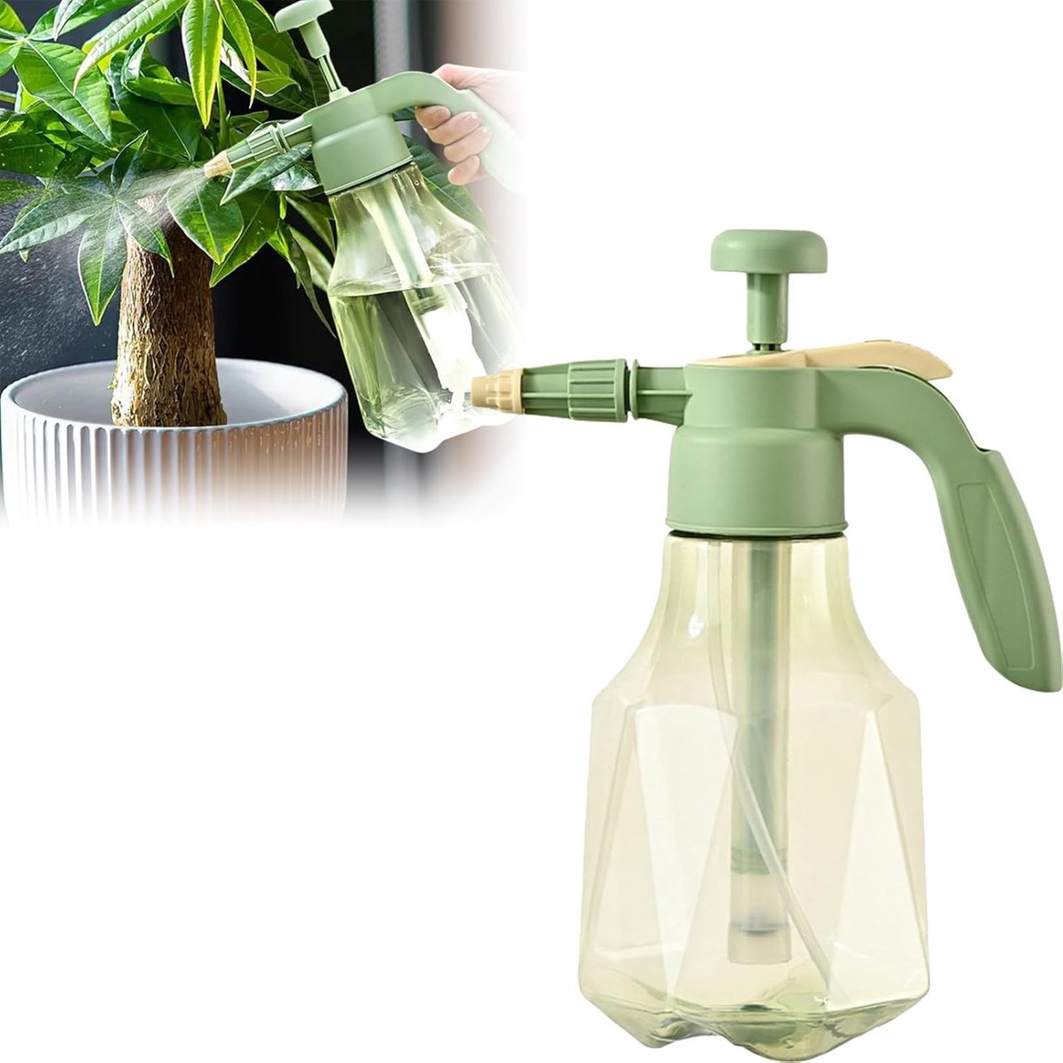 Spuitfles - Transparante Drukspuitfles Met Verstelbare Sproeikop - Handsproeier voor De Tuin - Plastic Pompverstuiver voor Huishoudelijke Schoonmaak - Tuinbesproeiing en Autodetailing - Groente