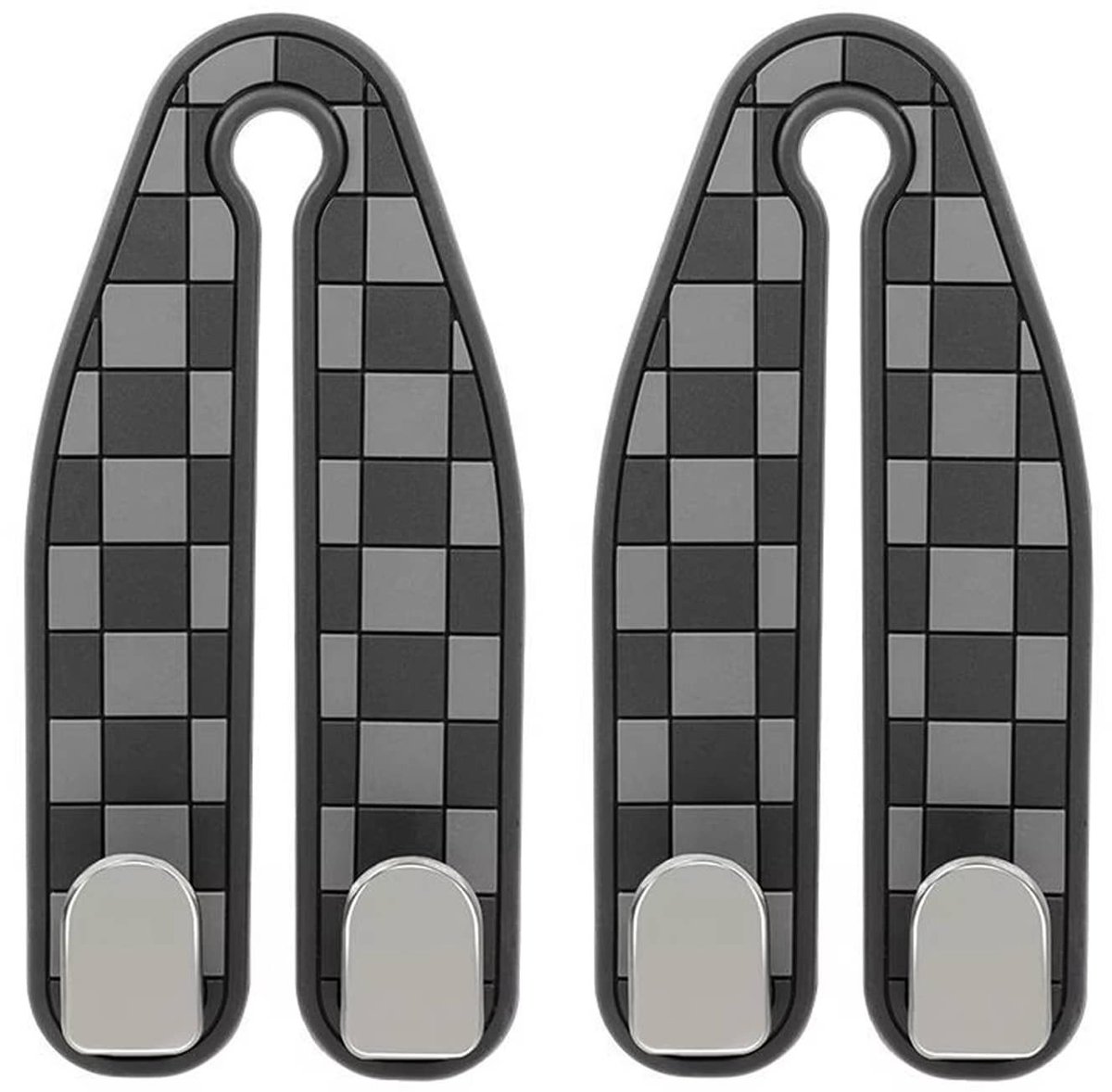 2 Pack - Auto Hoofdsteun Haakjes – Sterke Autostoel Hangers & Organizer Haken - Split Grijs