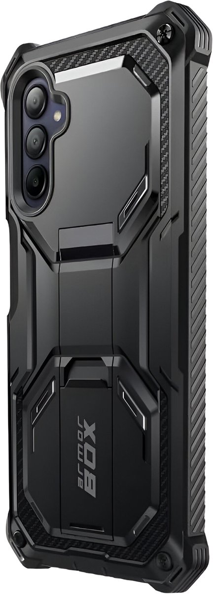 i-Blason, Hoes Geschikt voor Samsung Galaxy A15 Schokbestendig met koolstofvezel, Zwart