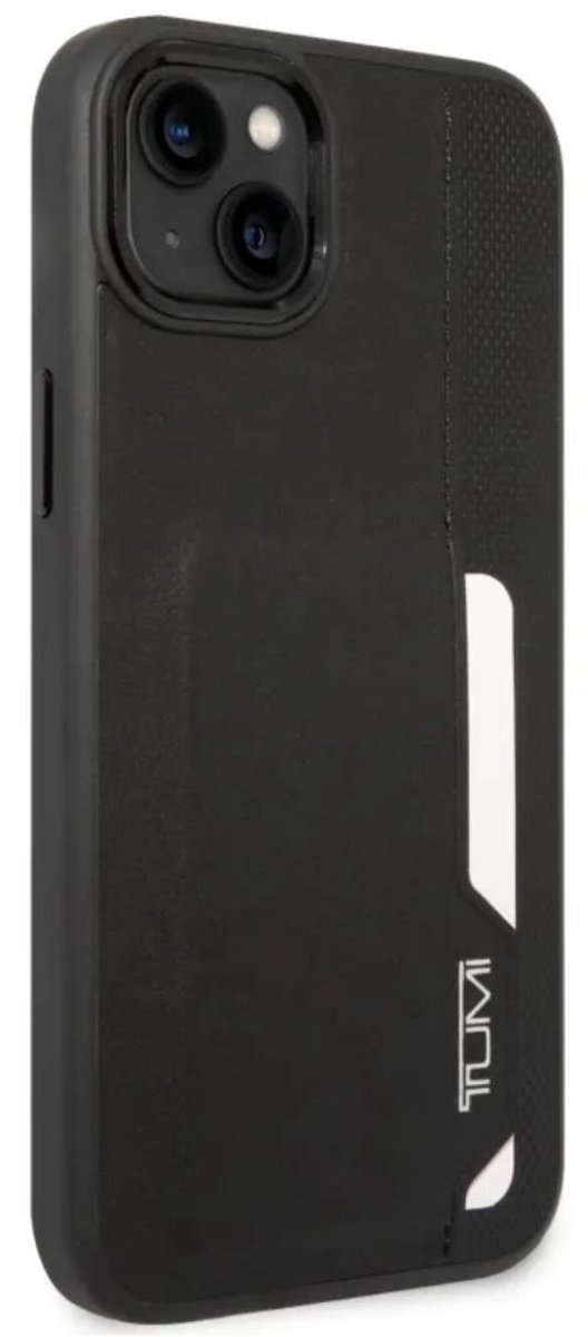 TUMI Leather Card Slot Case for iPhone 14 Plus Black