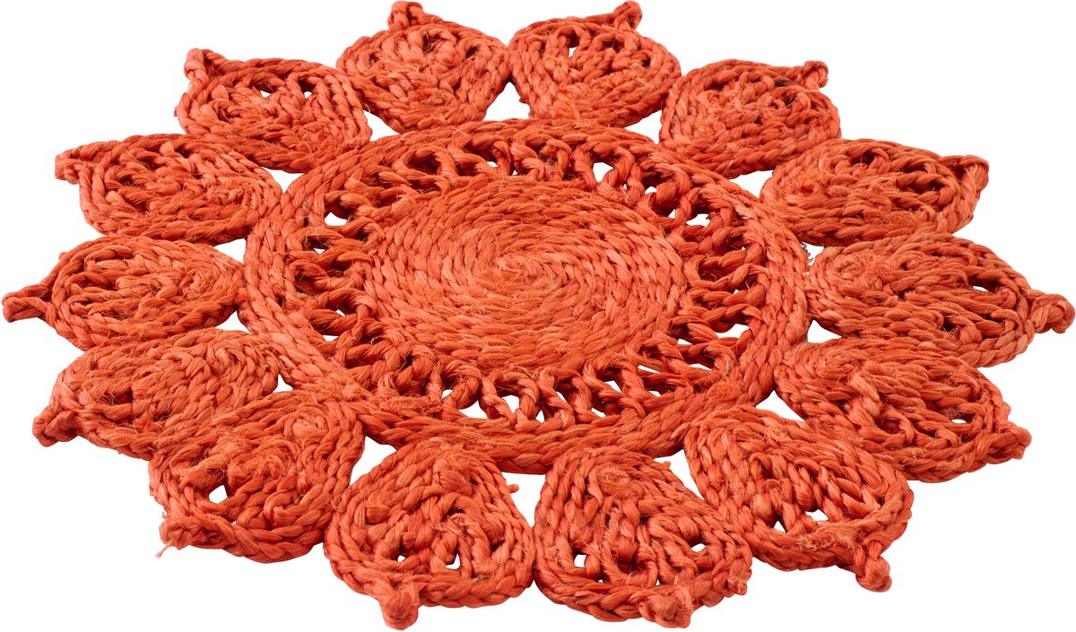 J-Line placemat Zonnebloem - jute - donkeroranje - 2 stuks