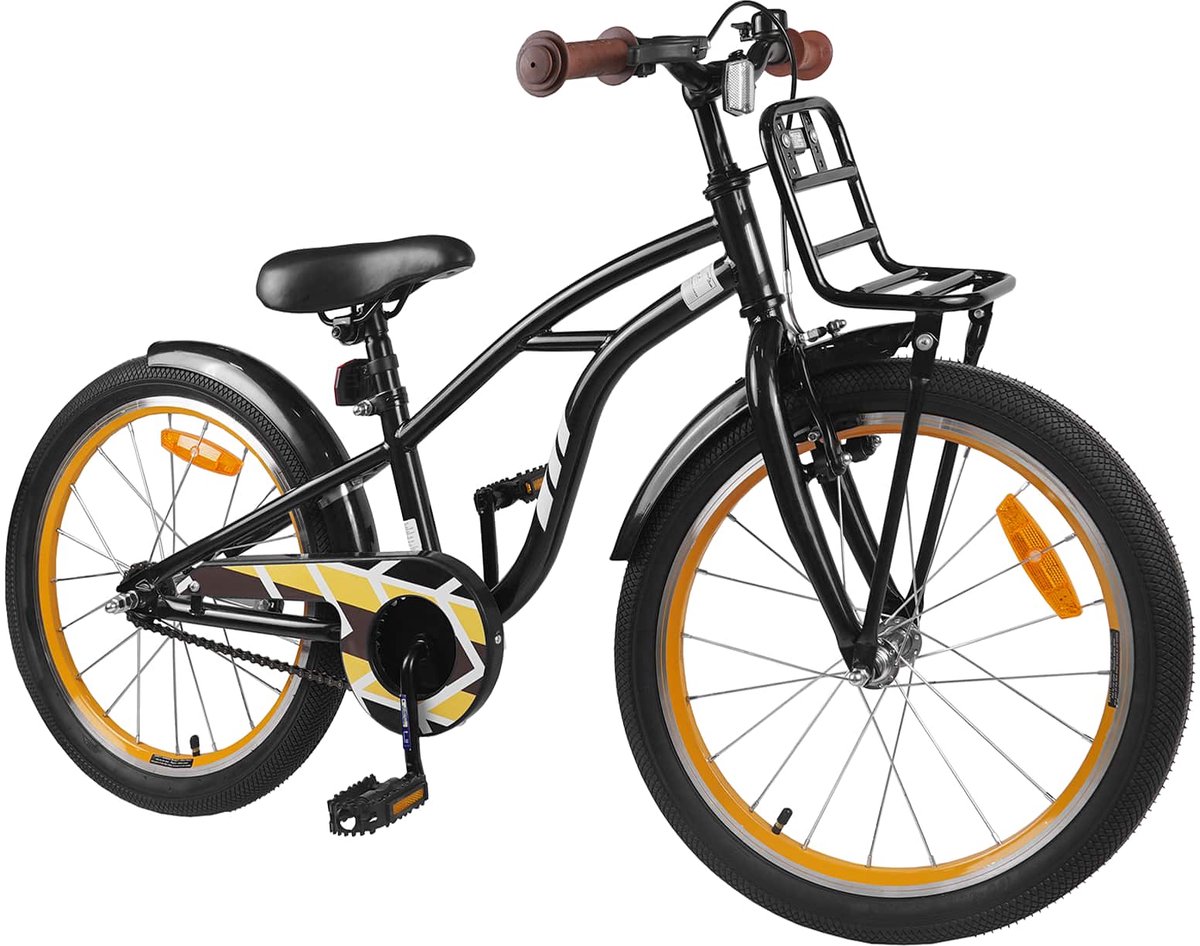VidaXL Kinderfiets 22 Inch voor 7-12 jaar oud Zwart